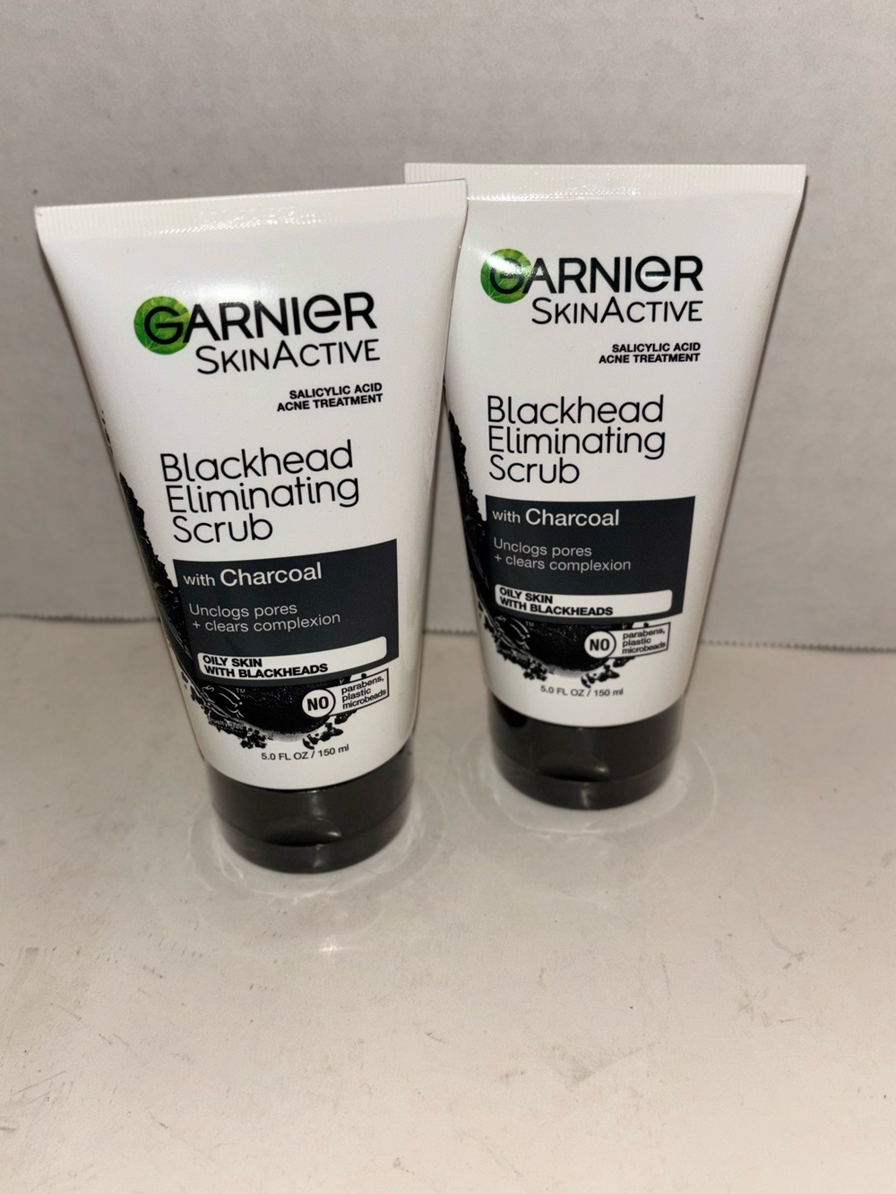 Garnier SkinActive Blackhead Eliminating Scrub - White & Black-Bundle of 2-New